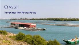  Presentation with fishing boat - Theme having fishing-boat-for-oyster-farm background and a  colored foreground