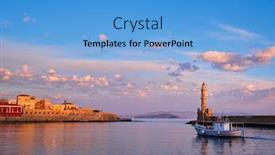  Presentation with old fishing boat - Slide deck enhanced with fishing-boat-going-to-sea background and a teal colored foreground