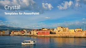  Presentation with old fishing boat - Theme enhanced with fishing-boat-going-to-sea background and a teal colored foreground