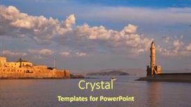  Presentation with old fishing boat - Slide deck with fishing-boat-going-to-sea and a violet colored foreground