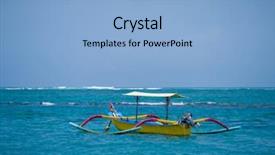  Presentation with fishing boat - Colorful PPT theme enhanced with fishing boat in bali indonesia backdrop and a light blue colored foreground