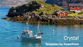  Presentation with fishing boat - PPT theme consisting of fishing boat in norway background and a teal colored foreground