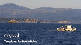  Presentation with old fishing boat - Presentation design having fishing boat in parga greece background and a ocean colored foreground