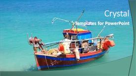  Presentation with sea fishing - Slide set enhanced with fishing-boat-in-the-ionian background and a teal colored foreground