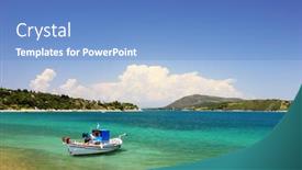  Presentation with sea fishing - Amazing presentation design having fishing-boat-in-the-ionian backdrop and a teal colored foreground