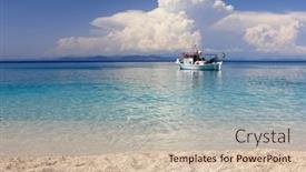  Presentation with sea fishing - Beautiful slide deck featuring fishing-boat-in-the-ionian backdrop and a soft green colored foreground