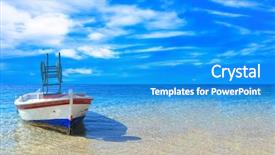  Presentation with fishing boat - PPT layouts consisting of fishing boat in the ionian background and a teal colored foreground