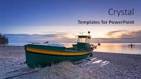  Presentation with sea fishing - Audience pleasing PPT theme consisting of fishing-boat-near-the-baltic backdrop and a teal colored foreground