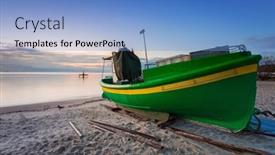  Presentation with sea fishing - PPT theme enhanced with fishing-boat-near-the-baltic background and a teal colored foreground