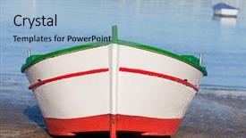  Presentation with ramp - Presentation theme having fishing boat on a ramp background and a light blue colored foreground