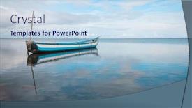  Presentation with fishing boat - Presentation design enhanced with fishing-boat-on-the-beach background and a sky blue colored foreground