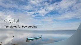  Presentation with fishing boat - Slide deck featuring fishing-boat-on-the-beach background and a light blue colored foreground