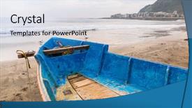  Presentation with rocky ocean coast - Amazing presentation having fishing boat on the coast backdrop and a  colored foreground