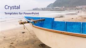  Presentation with long tailed boat fishing boat - Amazing presentation theme having fishing boat on the coast backdrop and a  colored foreground