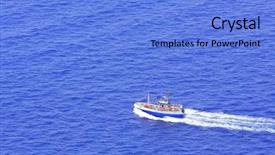  Presentation with fishing plastics bottles in the sea - Presentation theme having fishing boat on the sea background and a light blue colored foreground