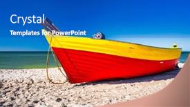  Presentation with sea fishing - PPT theme enhanced with fishing-boat-on-the-sunny background and a teal colored foreground