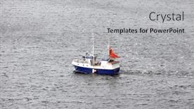  Presentation with sea fishing - Theme having fishing-boat-surrounded-by-sea background and a light gray colored foreground