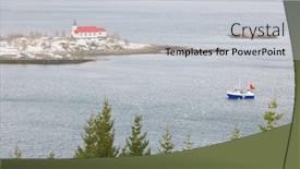  Presentation with sea fishing - Presentation theme enhanced with fishing-boat-surrounded-by-sea background and a light gray colored foreground