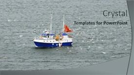  Presentation with sea fishing - Presentation design with fishing-boat-surrounded-by-sea background and a light gray colored foreground
