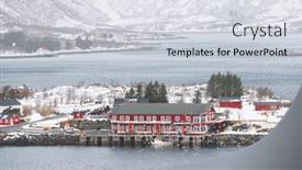  Presentation with sea fishing - Slide deck featuring fishing-boat-surrounded-by-sea background and a sky blue colored foreground