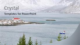  Presentation with sea fishing - Slide set having fishing-boat-surrounded-by-sea background and a sky blue colored foreground