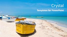  Presentation with fishing boats - PPT theme with fishing-boats-at-the-beautiful background and a teal colored foreground