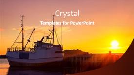  Presentation with fishing boats - Presentation theme with fishing boats in harbor at midnight sun in northern norway lofoten island ramberg norway background and a coral colored foreground
