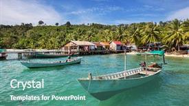  Presentation with boats - Beautiful presentation featuring fishing boats in kep cambodia backdrop and a teal colored foreground
