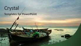  Presentation with fishing boats - Cool new slide set with fishing boats in kep cambodia backdrop and a  colored foreground