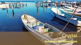  Presentation with fishing boats - Colorful presentation enhanced with fishing-boats-in-mexico backdrop and a tawny brown colored foreground