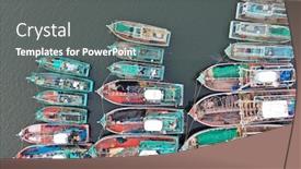  Presentation with fishing boats - Cool new PPT theme with fishing-boats-in-port backdrop and a gray colored foreground