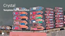  Presentation with fishing boats - PPT layouts having fishing-boats-in-port background and a gray colored foreground