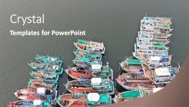  Presentation with fishing boats - Audience pleasing slide deck consisting of fishing-boats-in-port backdrop and a gray colored foreground