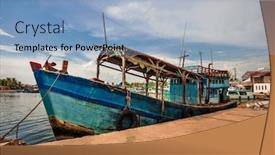  Presentation with fishing boats - Theme enhanced with fishing-boats-in-port background and a light blue colored foreground