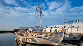 Presentation with fishing boats - Presentation theme with fishing-boats-in-port background and a  colored foreground