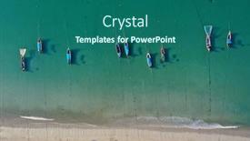  Presentation with fishing boats - Audience pleasing slide set consisting of fishing-boats-in-thailand-aerial backdrop and a ocean colored foreground