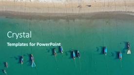  Presentation with fishing boats - Presentation design featuring fishing-boats-in-thailand-aerial background and a ocean colored foreground