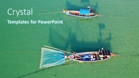  Presentation with fishing boats - PPT layouts enhanced with fishing-boats-in-thailand-aerial background and a ocean colored foreground