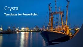  Presentation with fishing boats - Slide set consisting of fishing-boats-in-the-harbor background and a ocean colored foreground