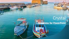  Presentation with fishing boats - Cool new presentation with fishing-boats-in-the-harbour backdrop and a teal colored foreground