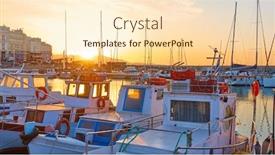  Presentation with fishing boats - Presentation with fishing-boats-in-the-port background and a cream colored foreground
