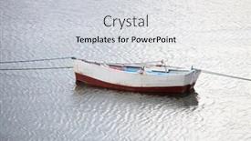  Presentation with calm sea - PPT theme having fishing boats moored on the coast with a calm sea background and a light gray colored foreground