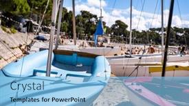  Presentation with sea fishing - Presentation theme featuring fishing-boats-on-beautiful-sea background and a light blue colored foreground