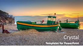  Presentation with fishing boats - Colorful slide set enhanced with fishing-boats-on-the-baltic backdrop and a gray colored foreground