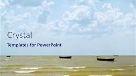  Presentation with sea fishing - PPT theme consisting of fishing-boats-on-the-sea background and a sky blue colored foreground