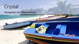  Presentation with fishing boats - Audience pleasing slides consisting of fishing boats sauteurs bay grenada backdrop and a light blue colored foreground