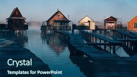  Presentation with hungary - Colorful presentation theme enhanced with fishing cabins on the lake backdrop and a ocean colored foreground