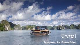  Presentation with heritage - Amazing PPT layouts having fishing cat - tourist junks in amazing ha backdrop and a seafoam green colored foreground