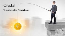  Presentation with foggy - Presentation design featuring fishing coins from a foggy background and a white colored foreground