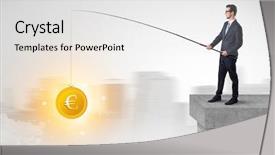  Presentation with young hackers in the concept - Slide deck enhanced with fishing coins from a foggy background and a white colored foreground